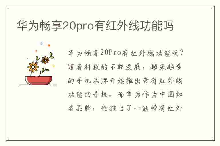 华为畅享20pro有红外线功能吗